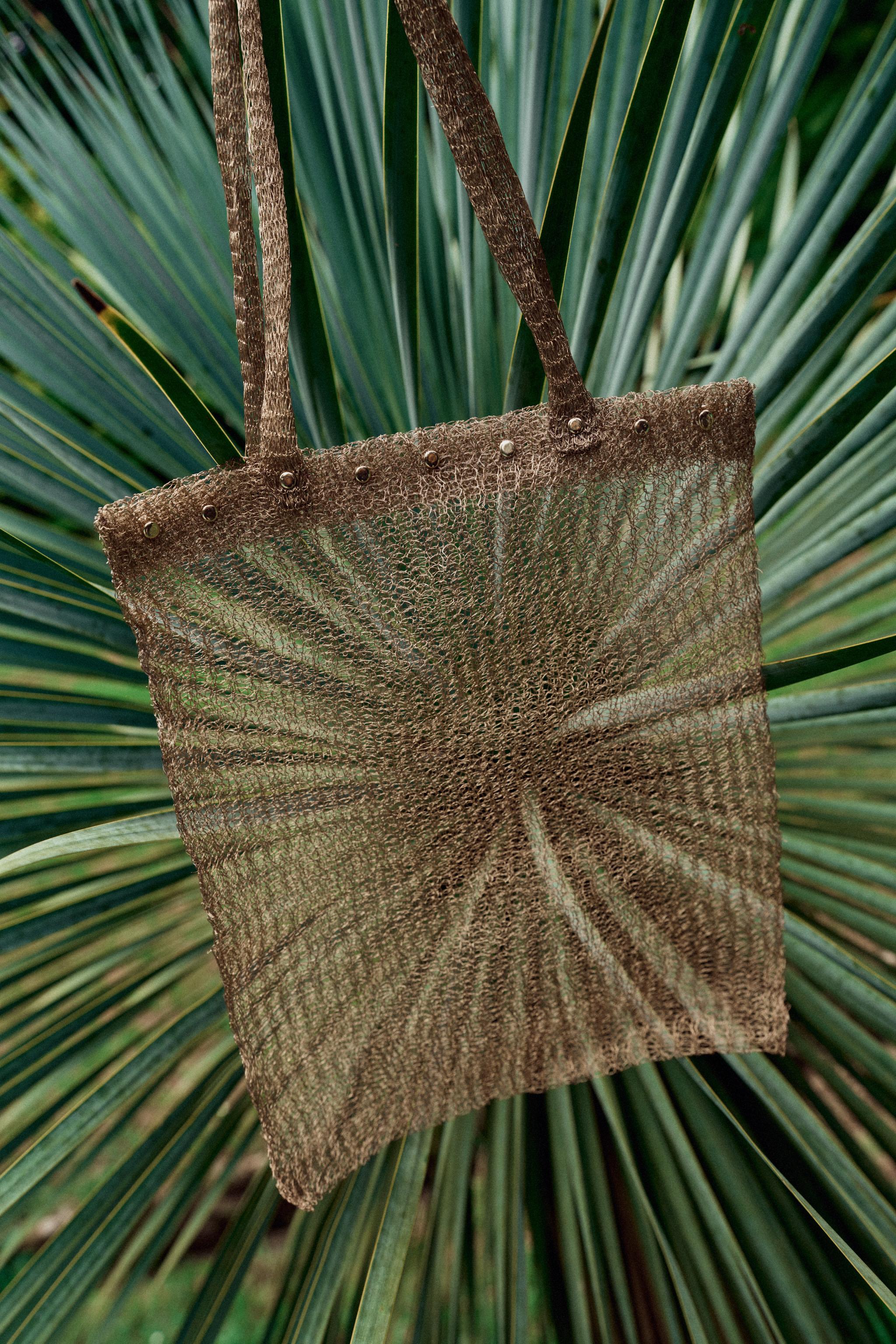 STUDDED METAL MESH BAG